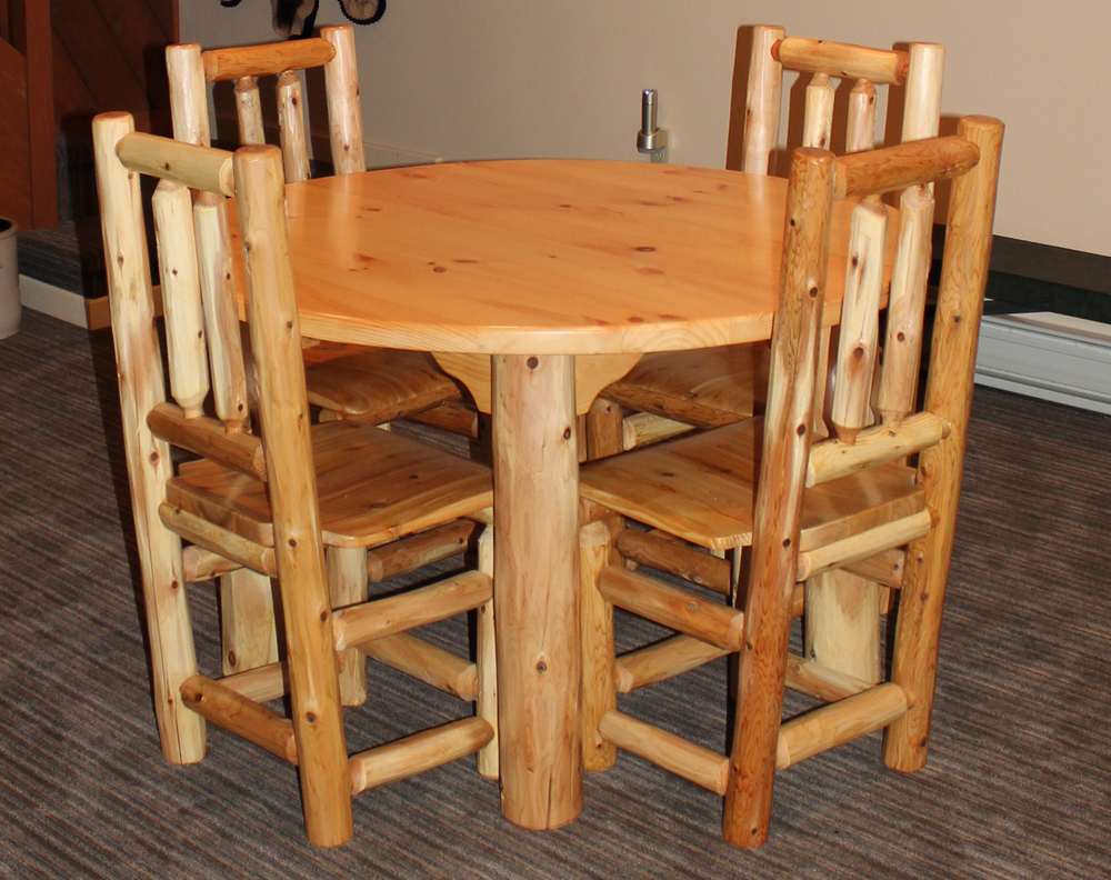 4′ Rustic Round Log Table & Chairs